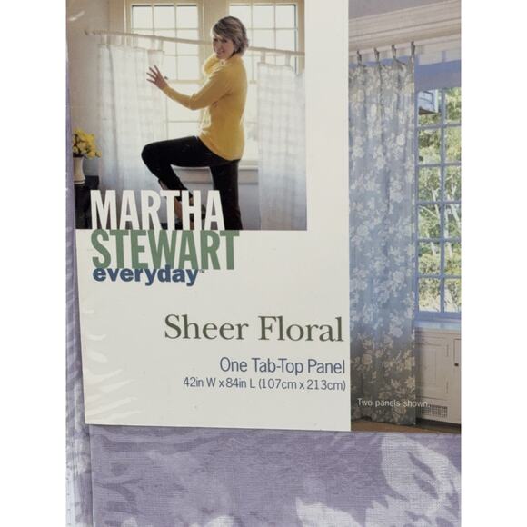NEW Martha Stewart Sheer Floral Tab Top Panel Silhouette Lilac 42x84" Set of 2 - Picture 3 of 10